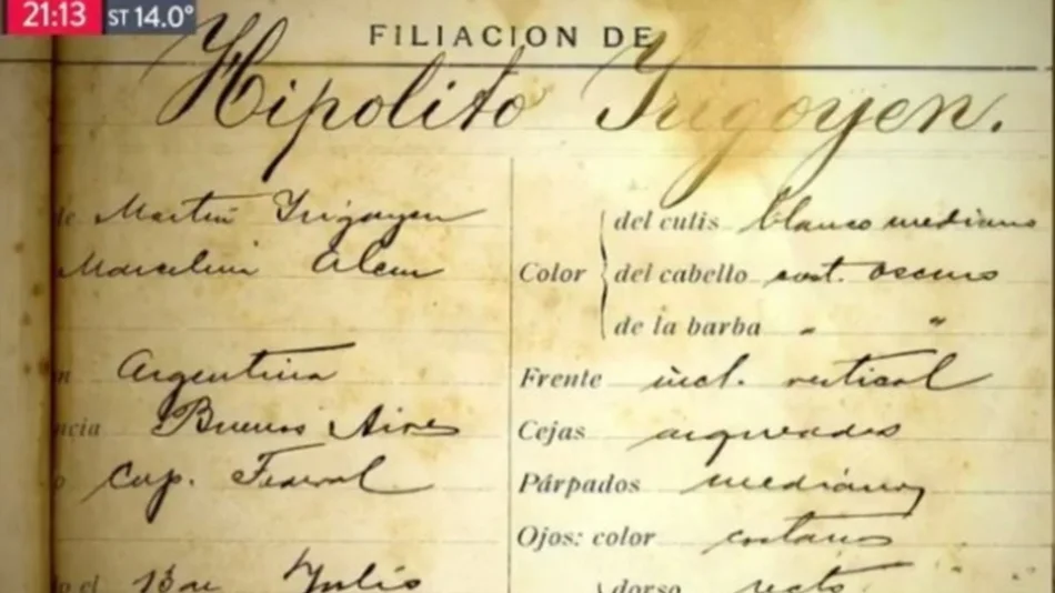 Confirman que el prontuario de Hipólito Yrigoyen que tenía CFK es original y fue robado