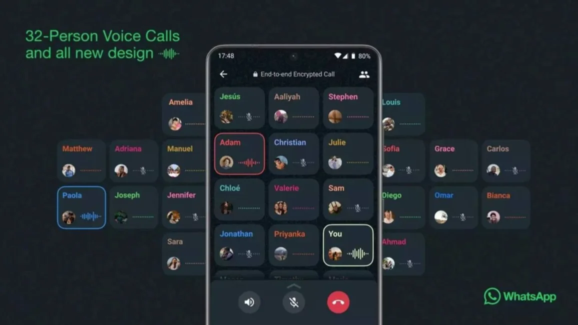 WhatsApp lanza sus nuevos chats de voz para grupos grandes